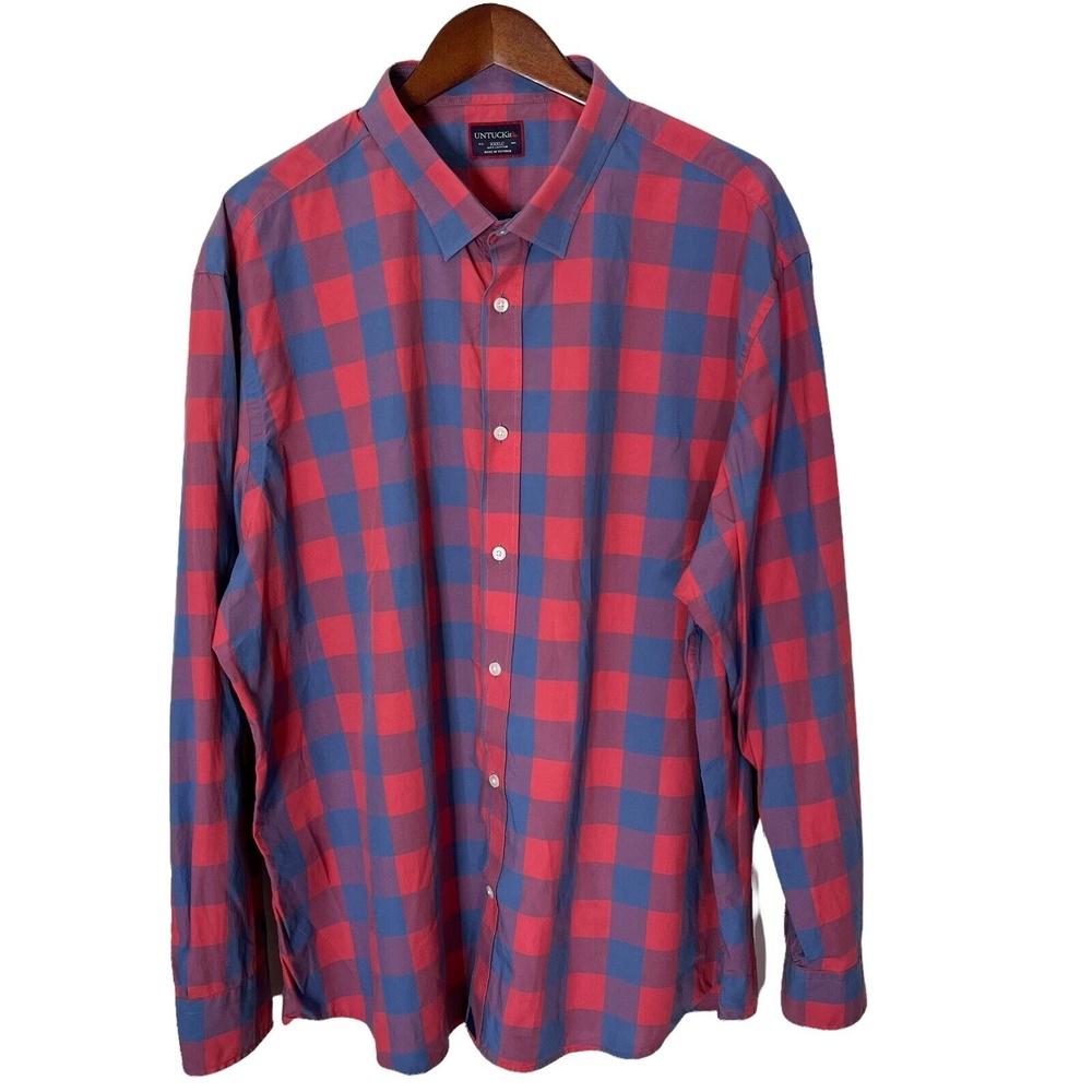 UNTUCKit Red and Blue Plaid Casual Button-Down Shirt